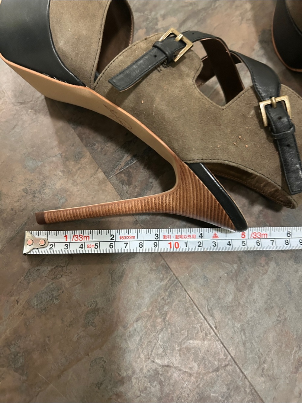 Sam Edelman Tan & Black Leather Suede Platform Heels Size 8 BRAND NEW BOX Size 8 - Picture 8 of 16